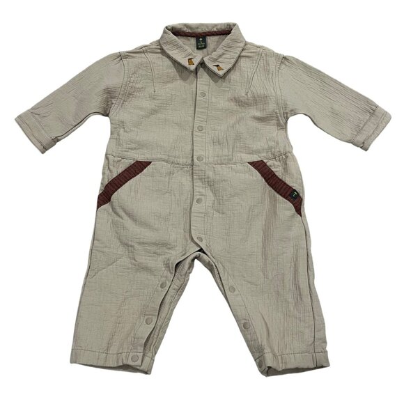 Baby Moi Moln 18-24 Months Cotton Linen Blend Jumpsuit With Dachshund Embroidery - Picture 1 of 5